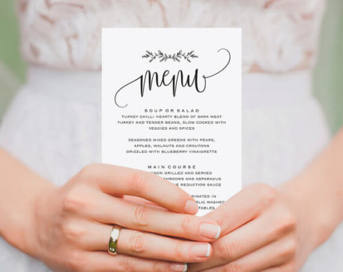 свадьба меню на белом фоне